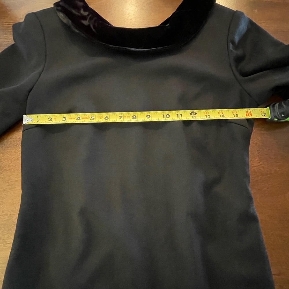 Talbots Vintage Black Wool Sheath Velvet Trim Back Zip V-Neck Size 4 Petite EUC - Picture 11 of 16